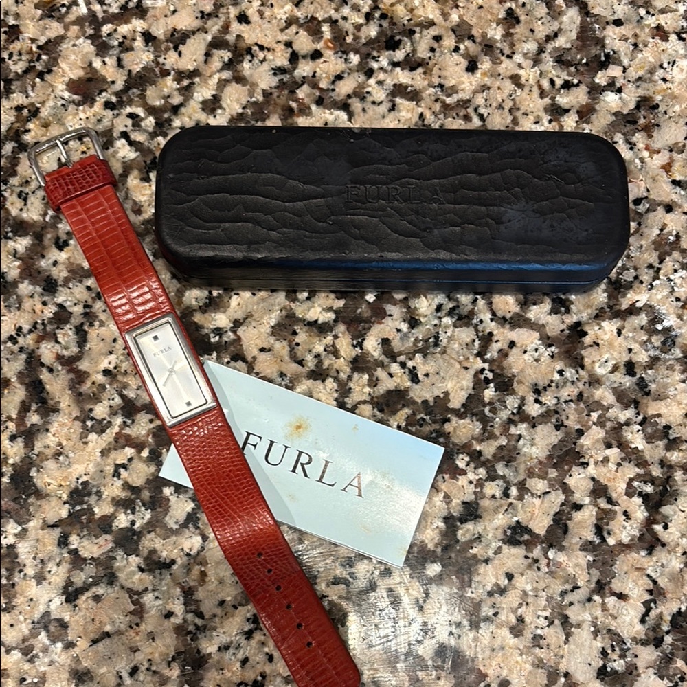 Furla Red Watch with Leather Strap